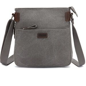 DaVan Classic Gray Canvas Messenger Crossbody Bag